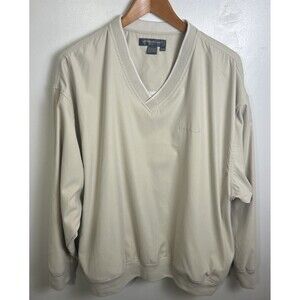 Eddie Bauer XL Beige Golf Pullover Lightweight Polyester Windbreaker Jacket